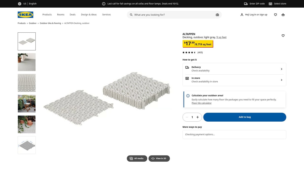 Top 8 Outdoor Tile for Patio Floor Ideas for 2025 - ALTAPPEN Decking, Outdoor, Light Gray – IKEA