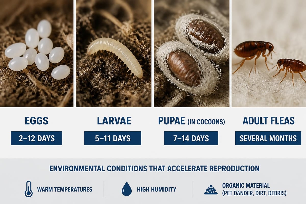 Flea lifecycle stages