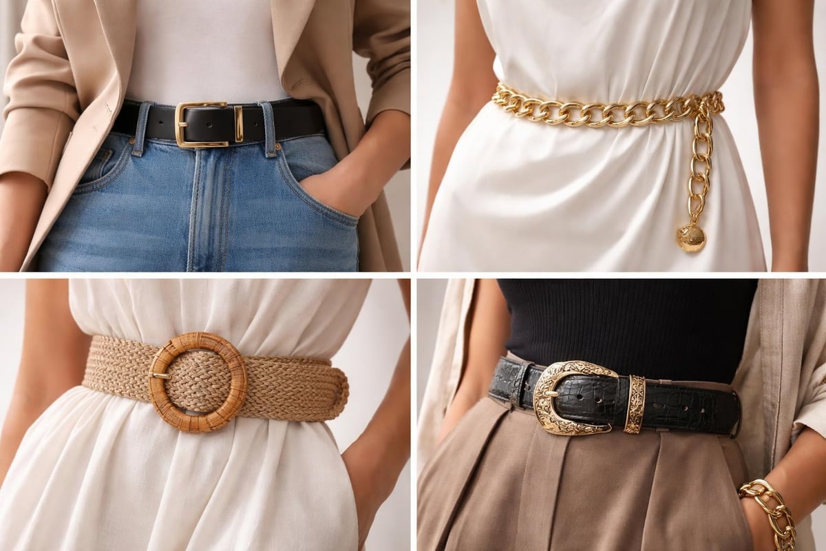 Different belt textures and materials