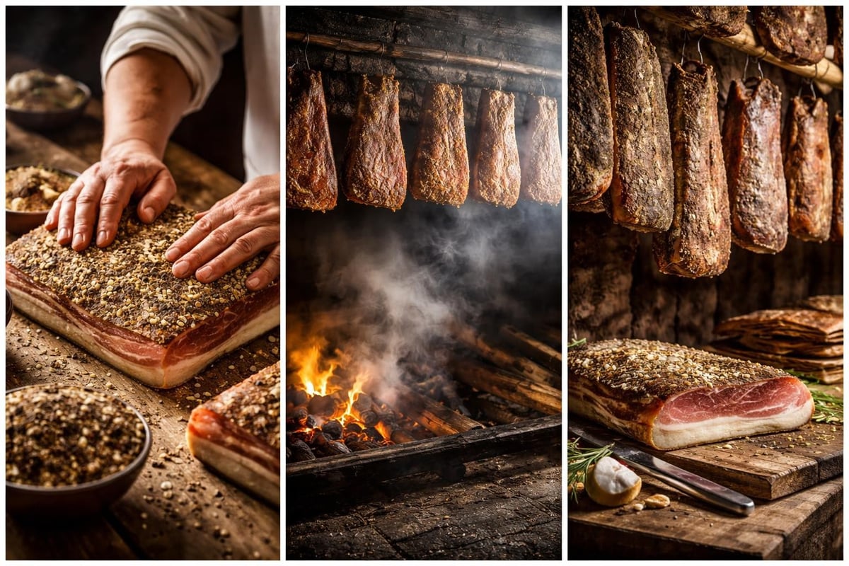 Traditional Speck production in Zillertal