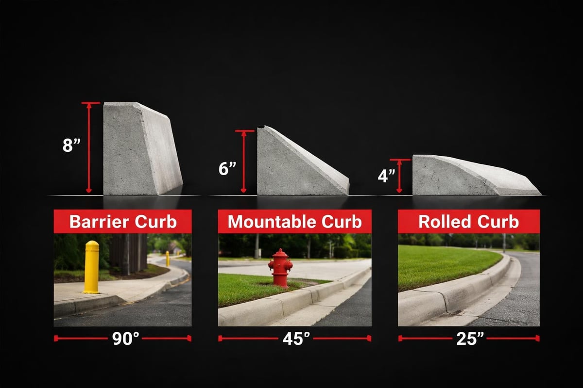Different curb stone profiles