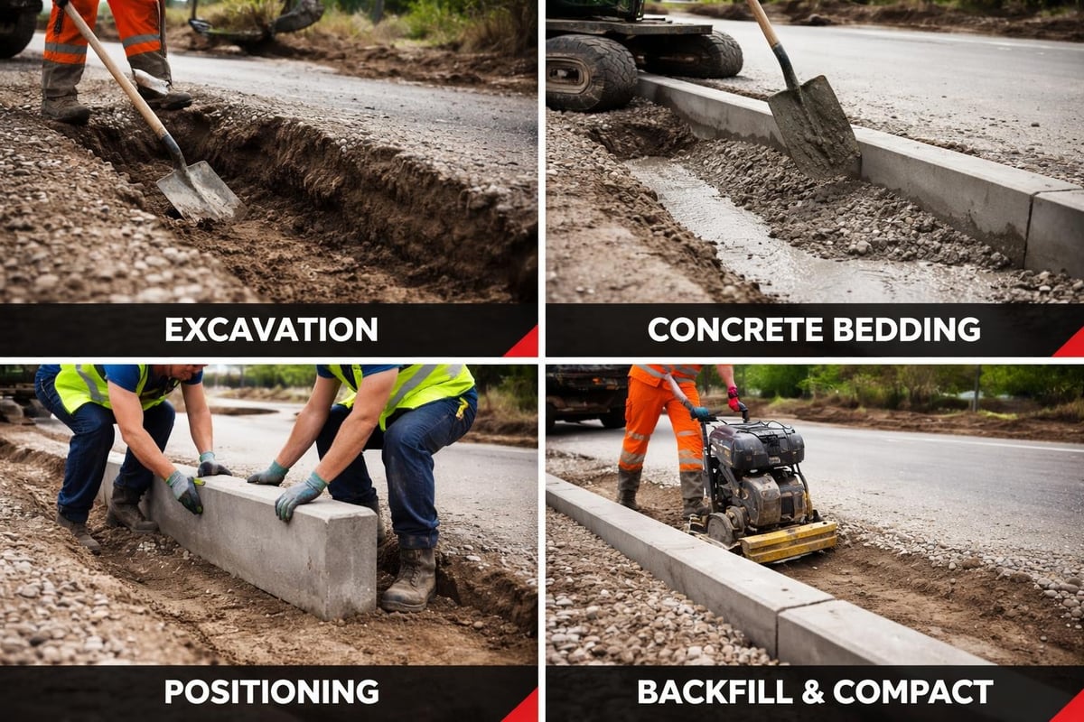 Curb stone installation process