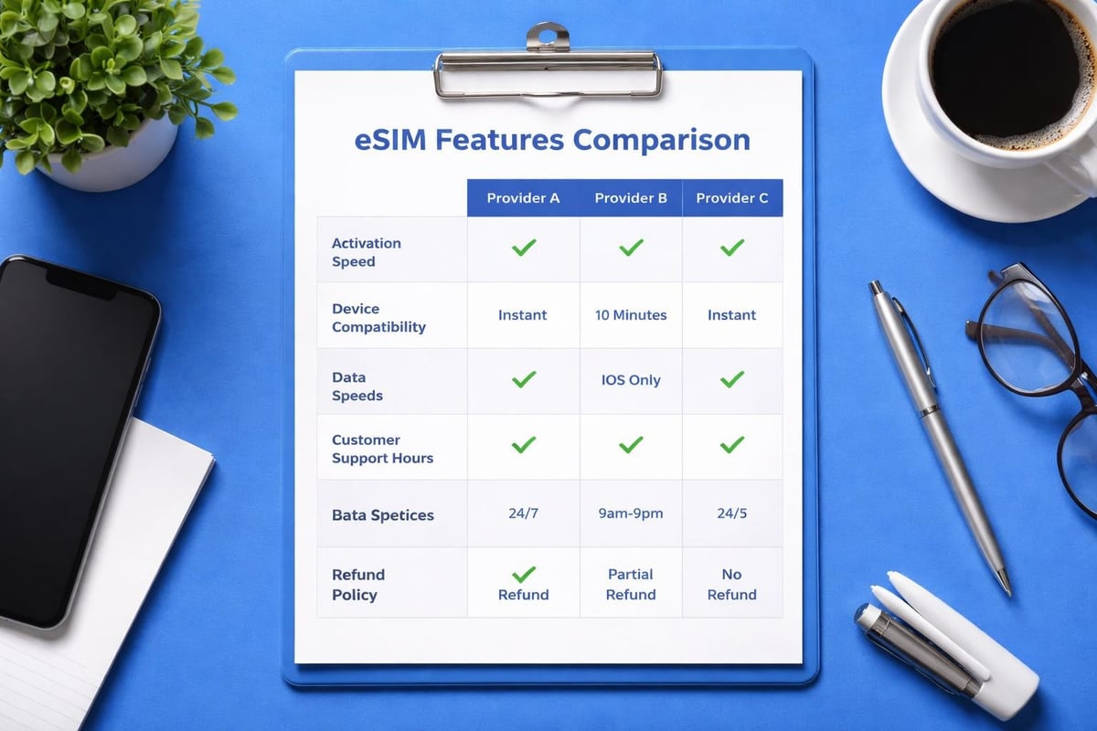 ESIM features comparison