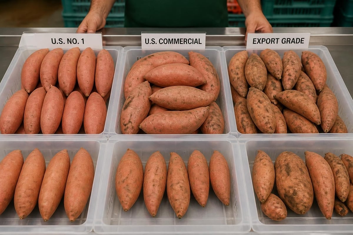 Quality grading fresh sweet potatoes