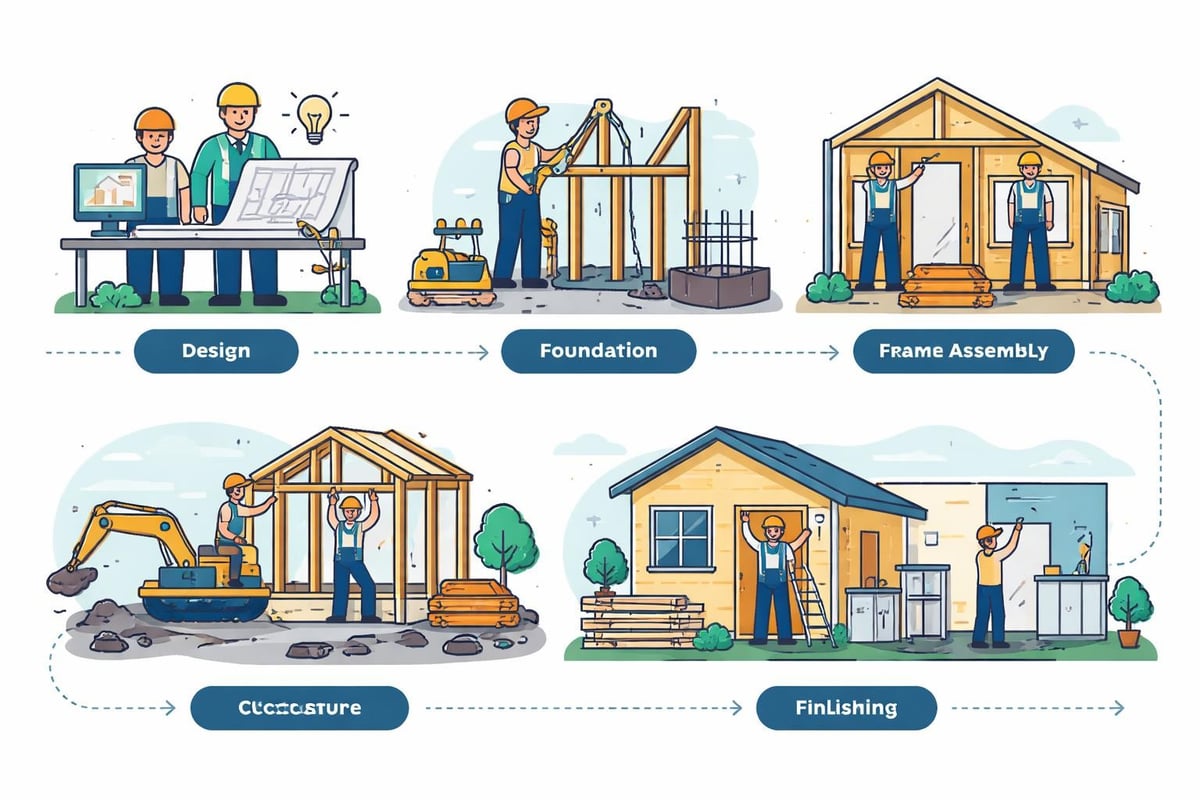 Frame timber construction project stages
