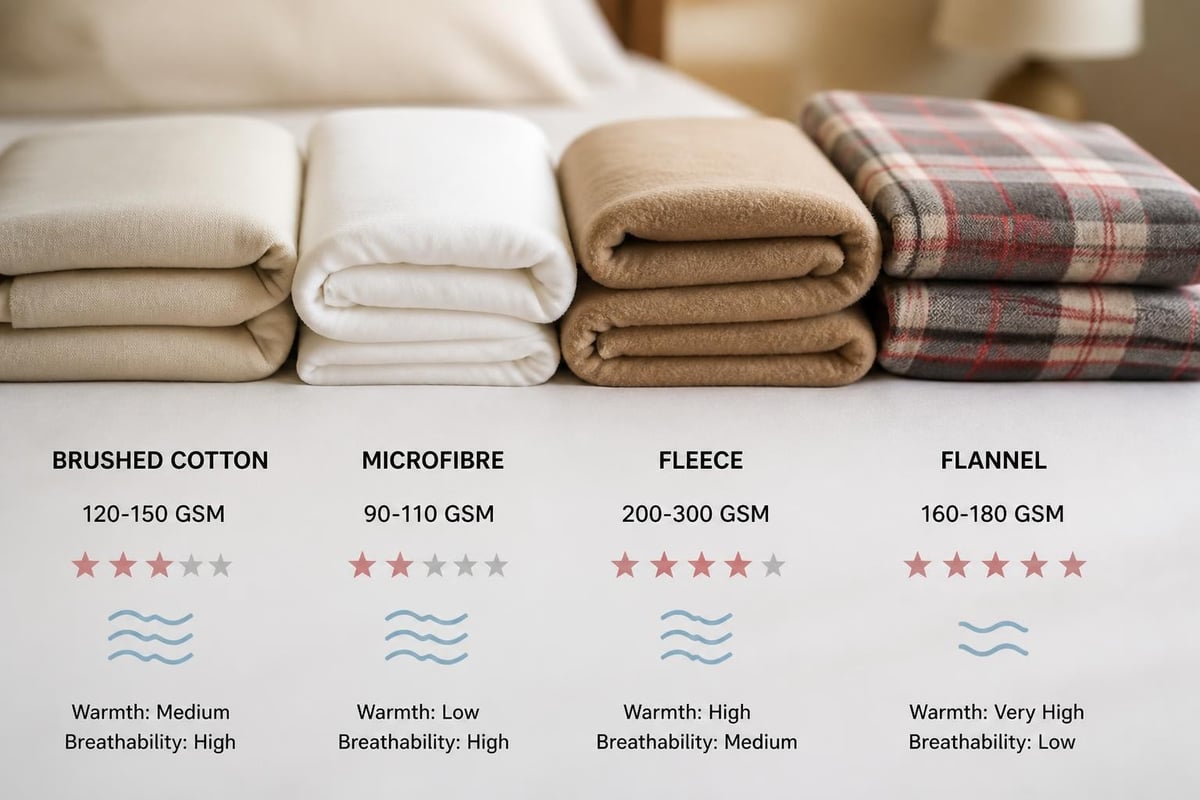 Comparison of warm bedding fabrics