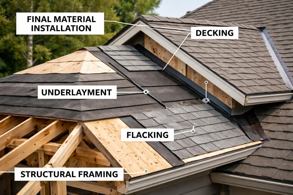 Roofing construction stages