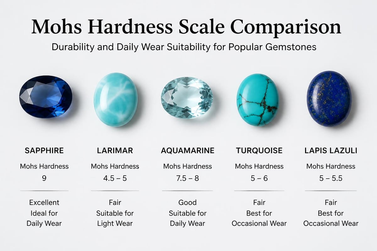 Blue gemstone durability comparison