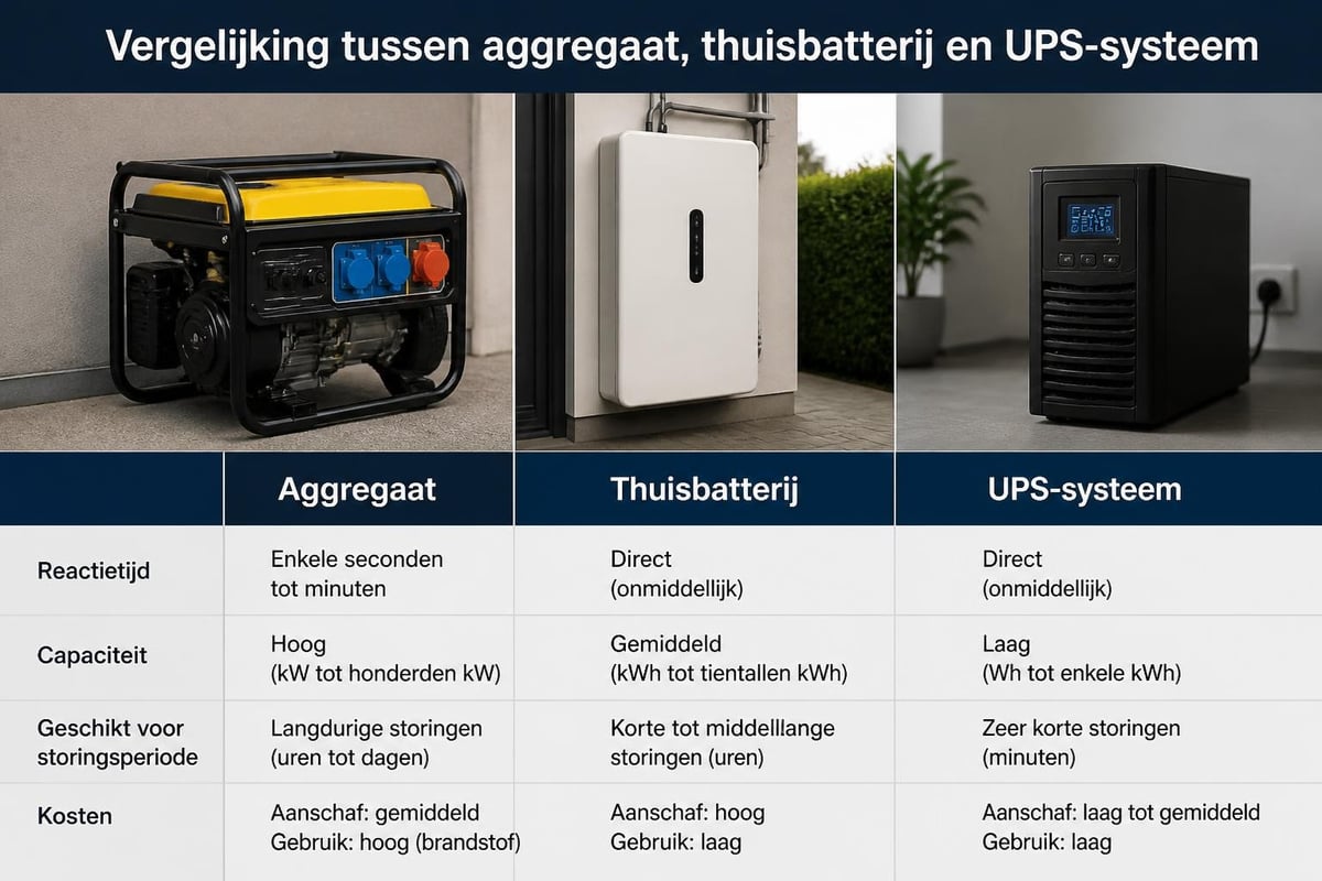 Vergelijking noodstroomoplossingen