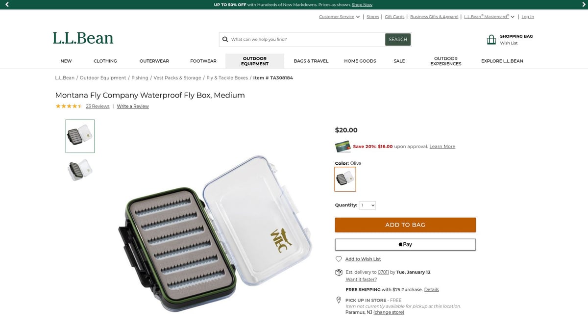 Top 10 Unique Fishing Gifts For Men in 2026 - Montana Fly Company Waterproof Fly Box, Medium – L.L.Bean