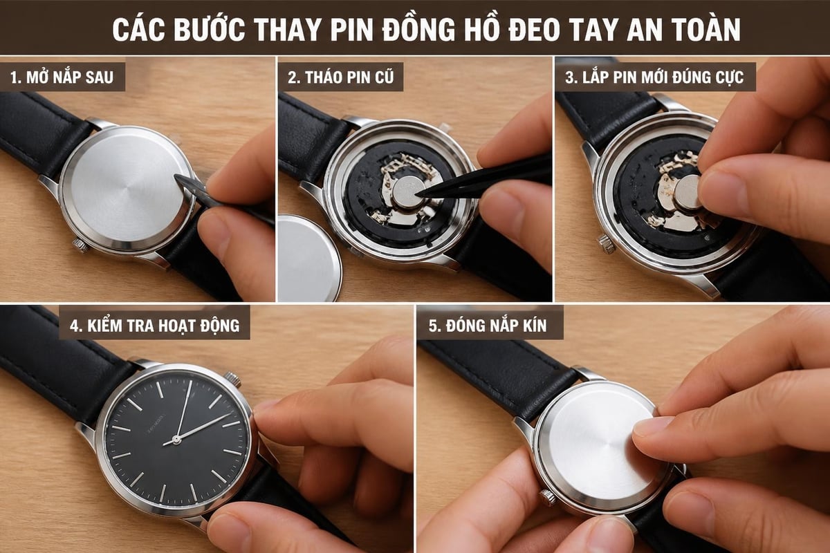 Quy trình thay pin đồng hồ