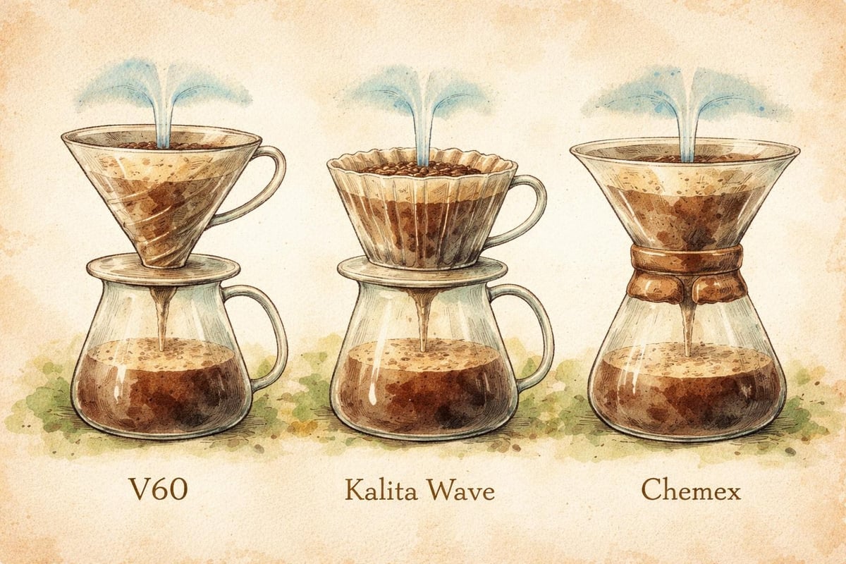 Pour over dripper designs comparison