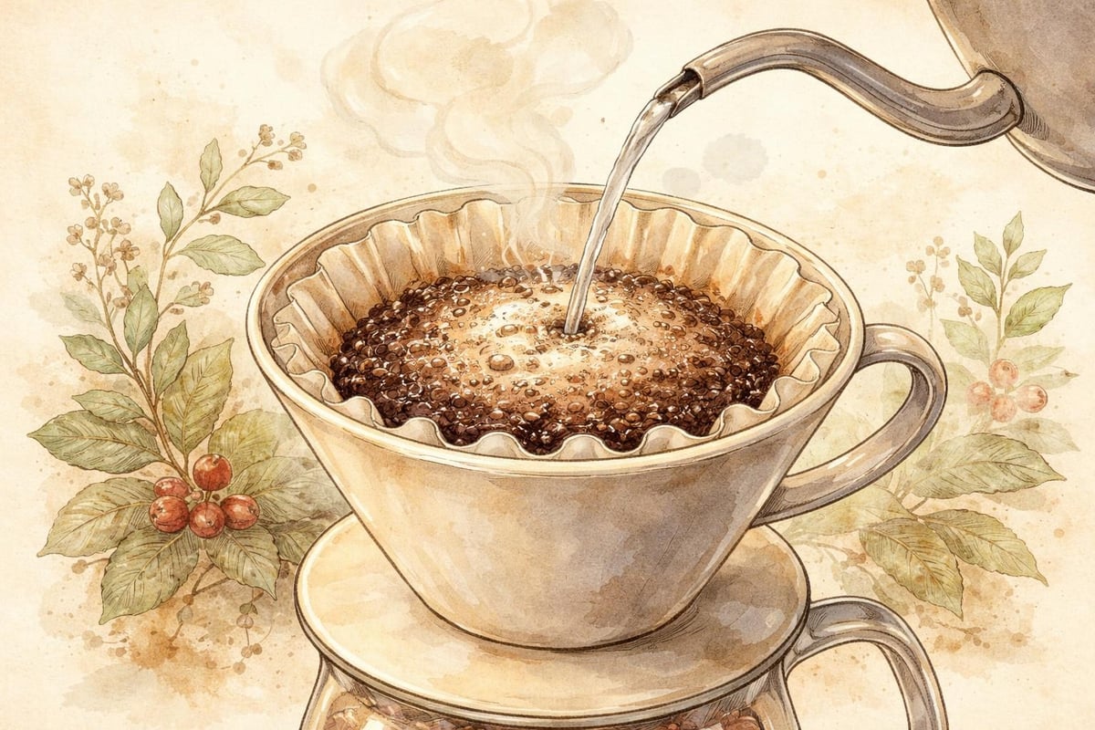 Coffee bloom during pour over