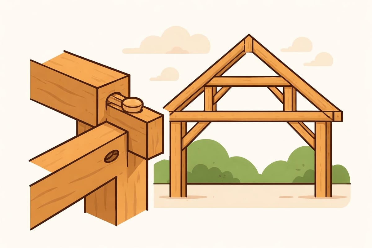 Timber frame wall plate and tie beam connection detail