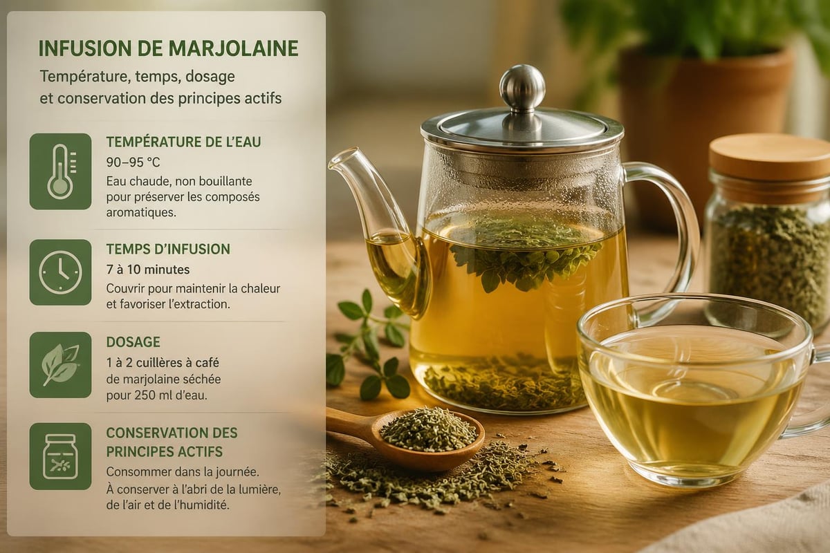 Préparation tisane marjolaine