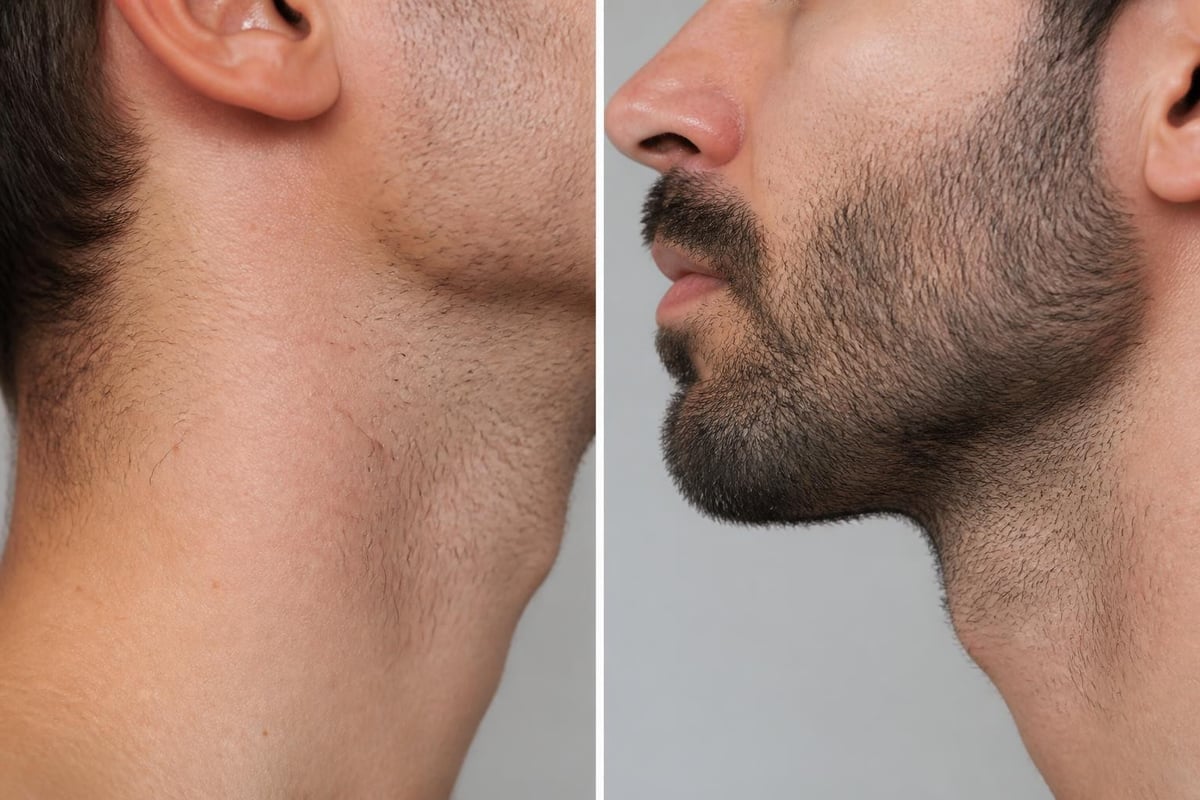 Neck beard growth patterns