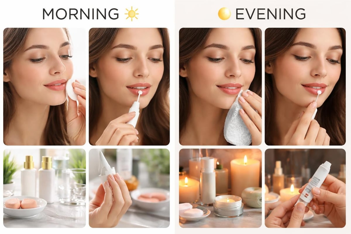 Daily lip care routine steps