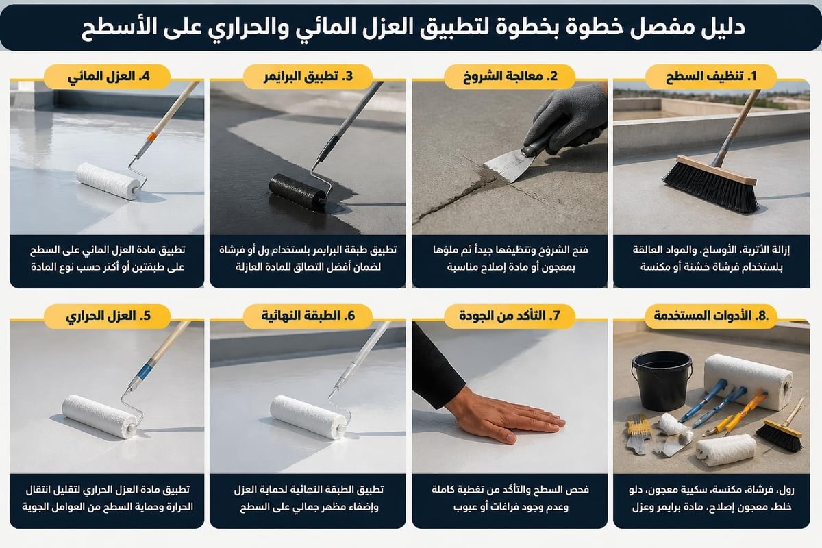 خطوات تطبيق العزل المائي والحراري بشكل صحيح