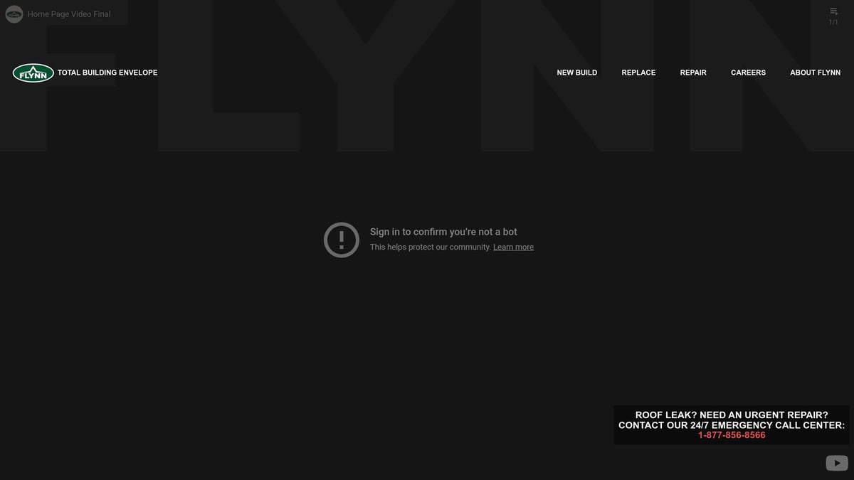 Flynn Group logo featuring "Total Building Envelope" text, emphasizing commercial roofing solutions and services.