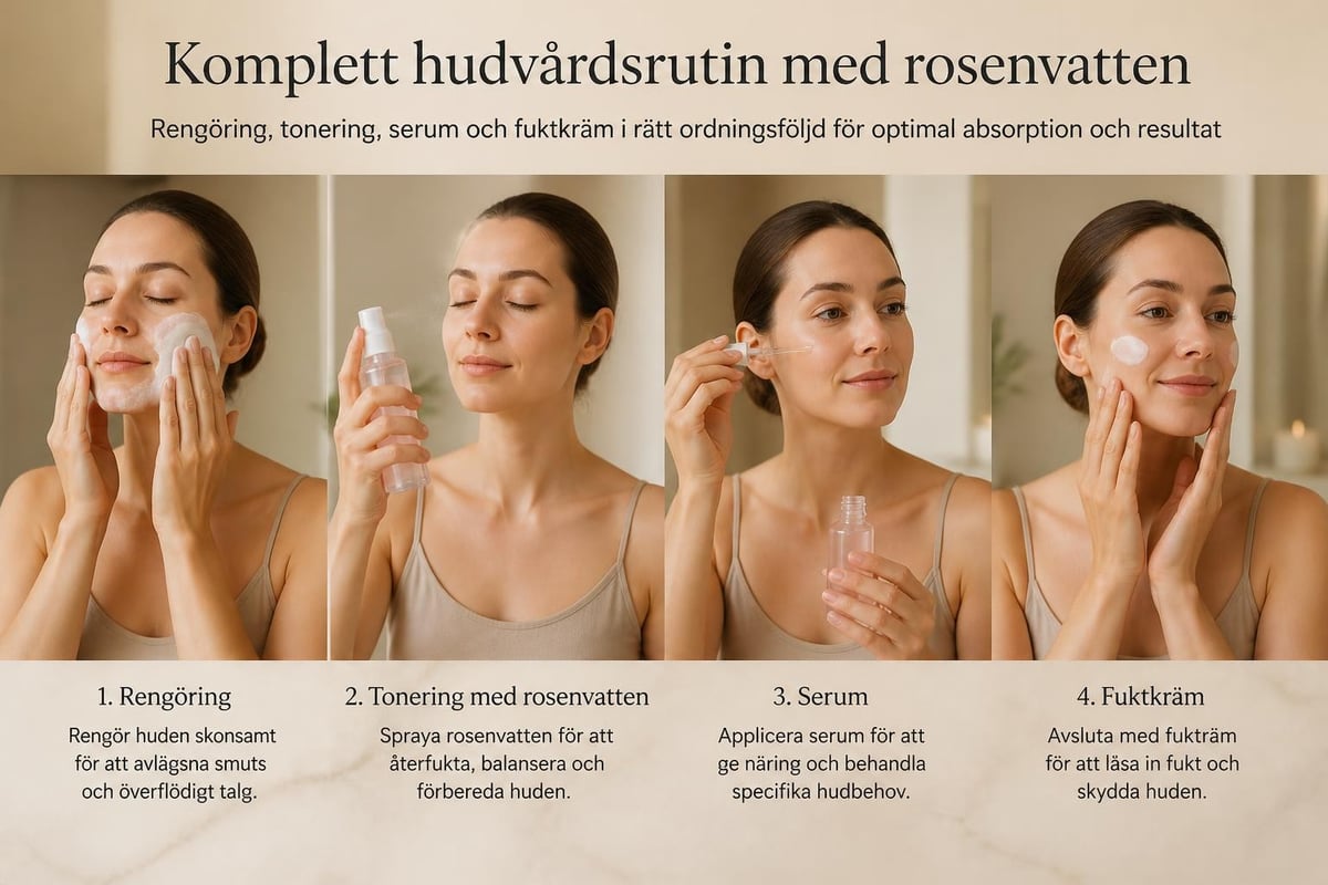Hudvårdsrutin med rosenvatten