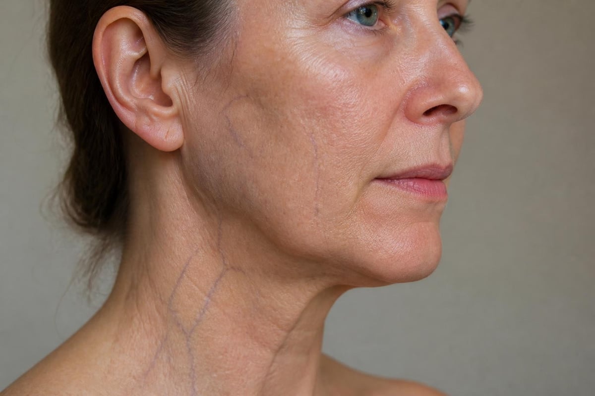 Facial vein anatomy showing blood vessel networks