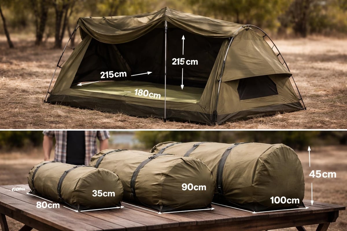 Swag tent dimensions comparison