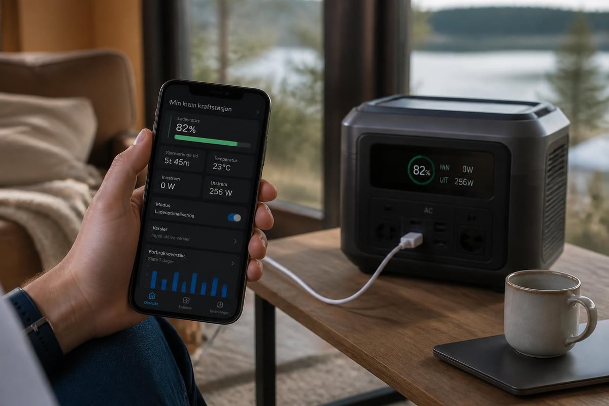 Smart app-styring av strømstasjon