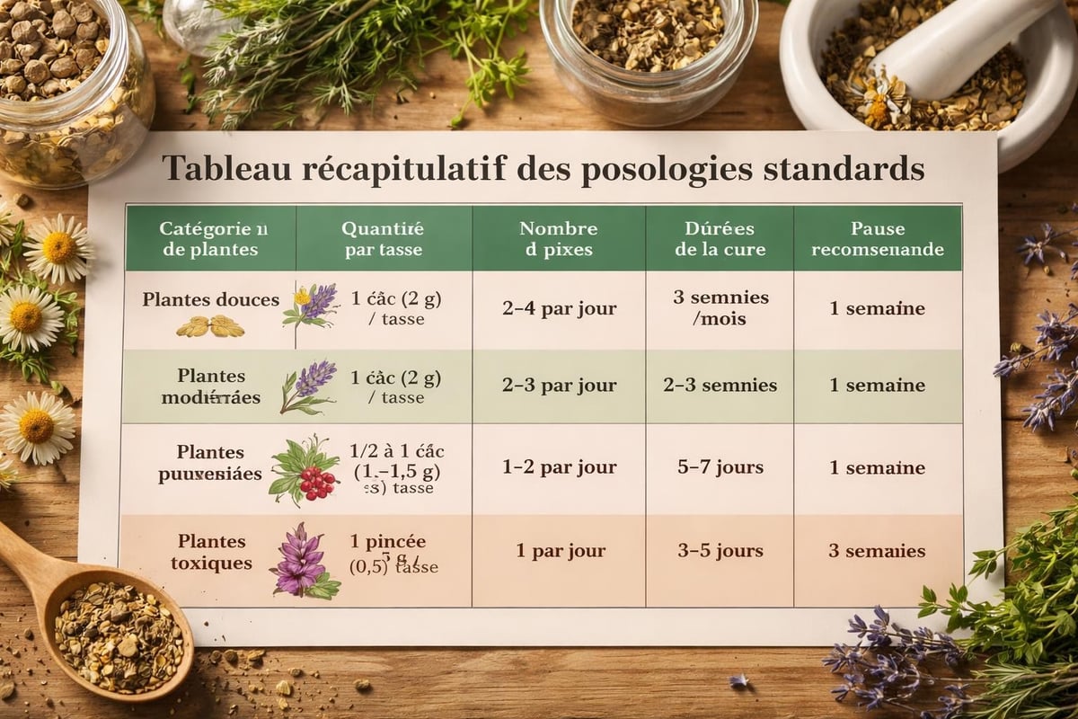 Dosages et durées de traitement par plantes médicinales