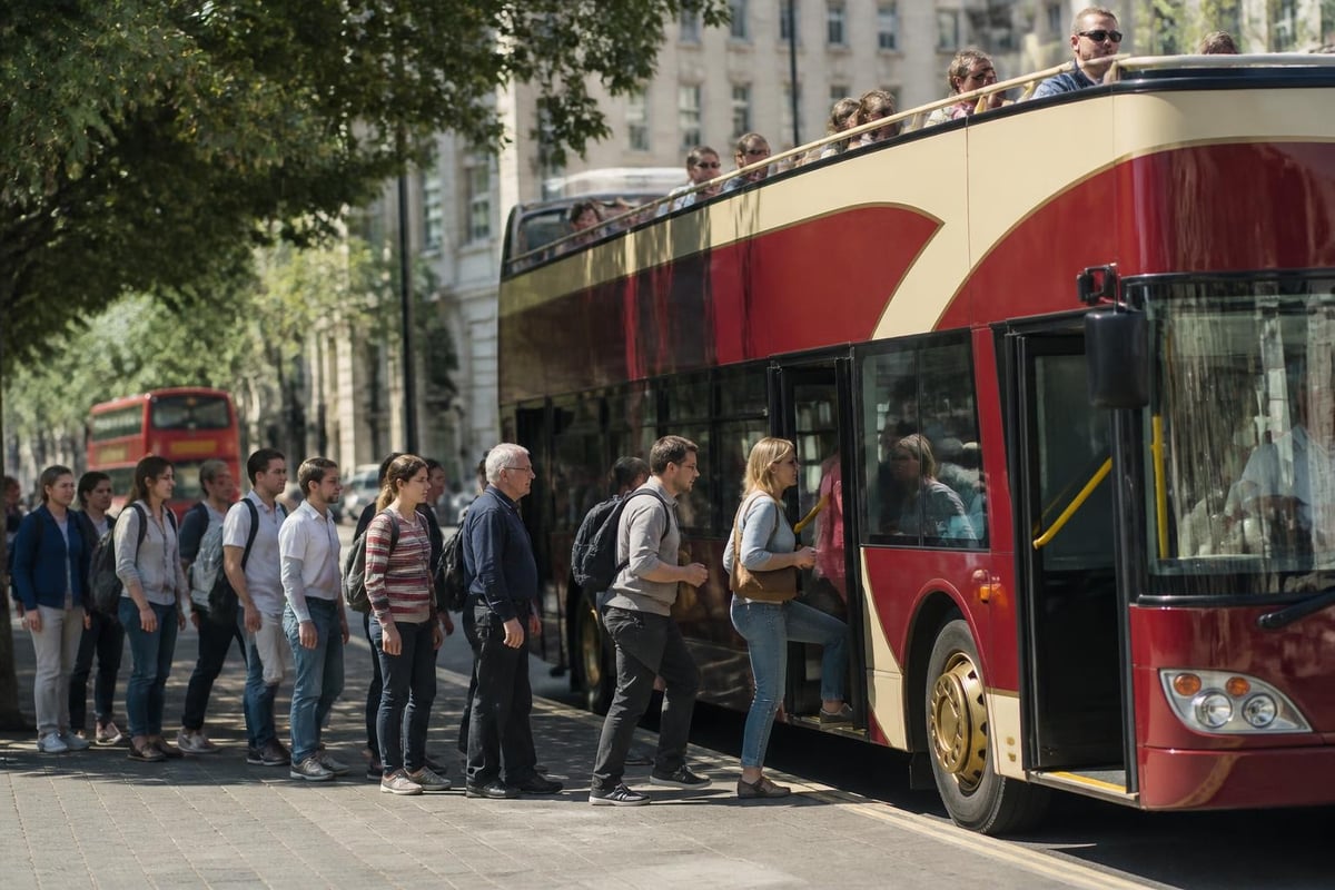 Hop-on hop-off bus operational model