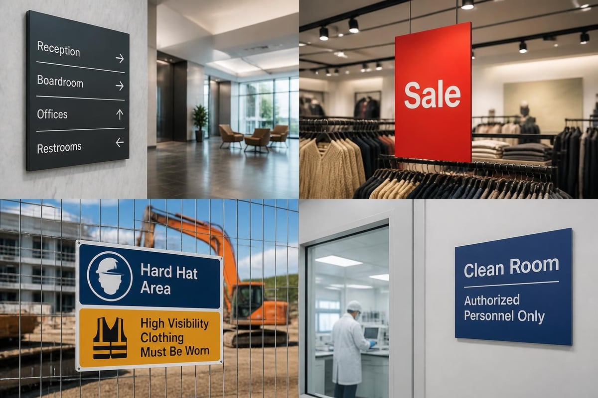 Diverse signage applications across industries