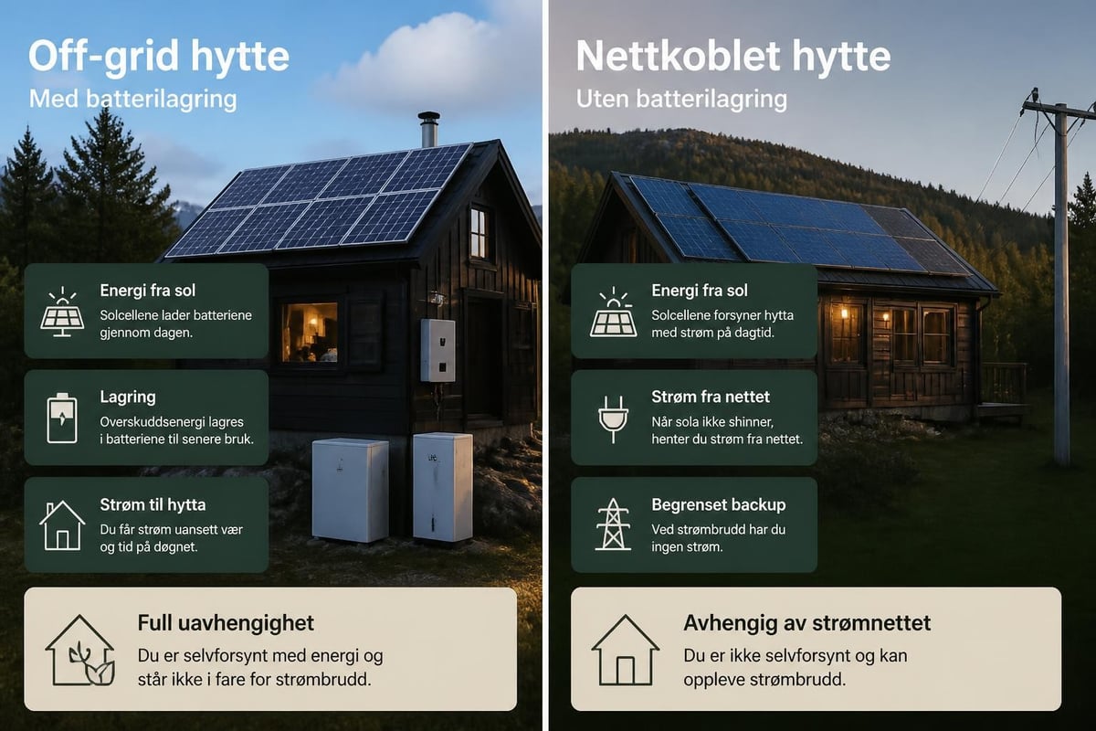 Off-grid versus nettilknyttet solcellesystem