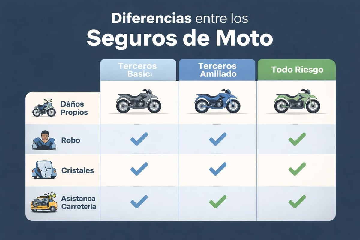 Comparación modalidades seguro moto