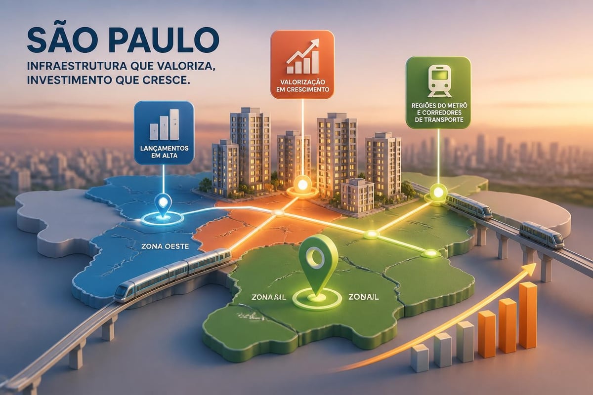 Mapa de valorização imobiliária em São Paulo