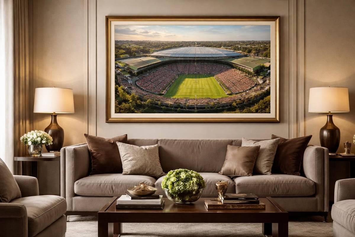 Tennis court wall art display