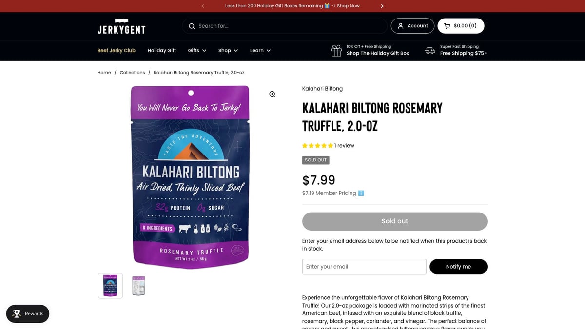 7 Must-Try Best Biltong Picks in New Zealand for 2026 - Kalahari Rosemary Truffle Biltong