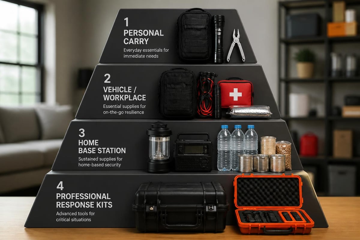 Tiered first aid kit system
