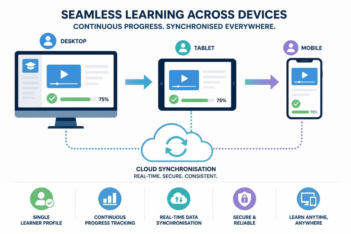 Multi-device academy elearning access
