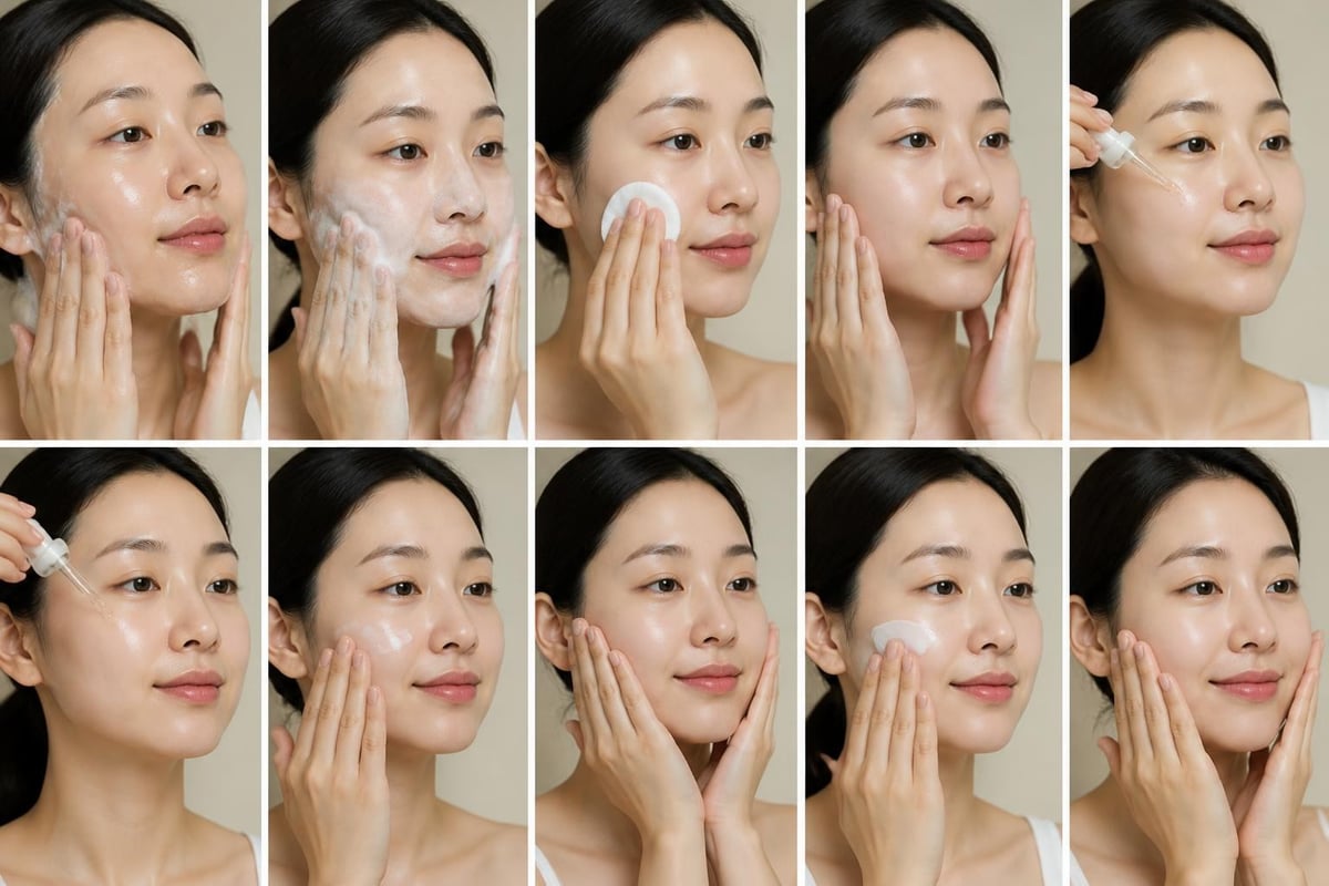Korean beauty skincare routine steps