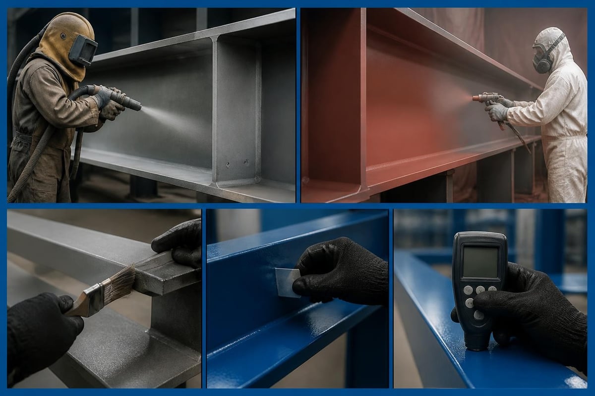 Steel surface preparation and coating