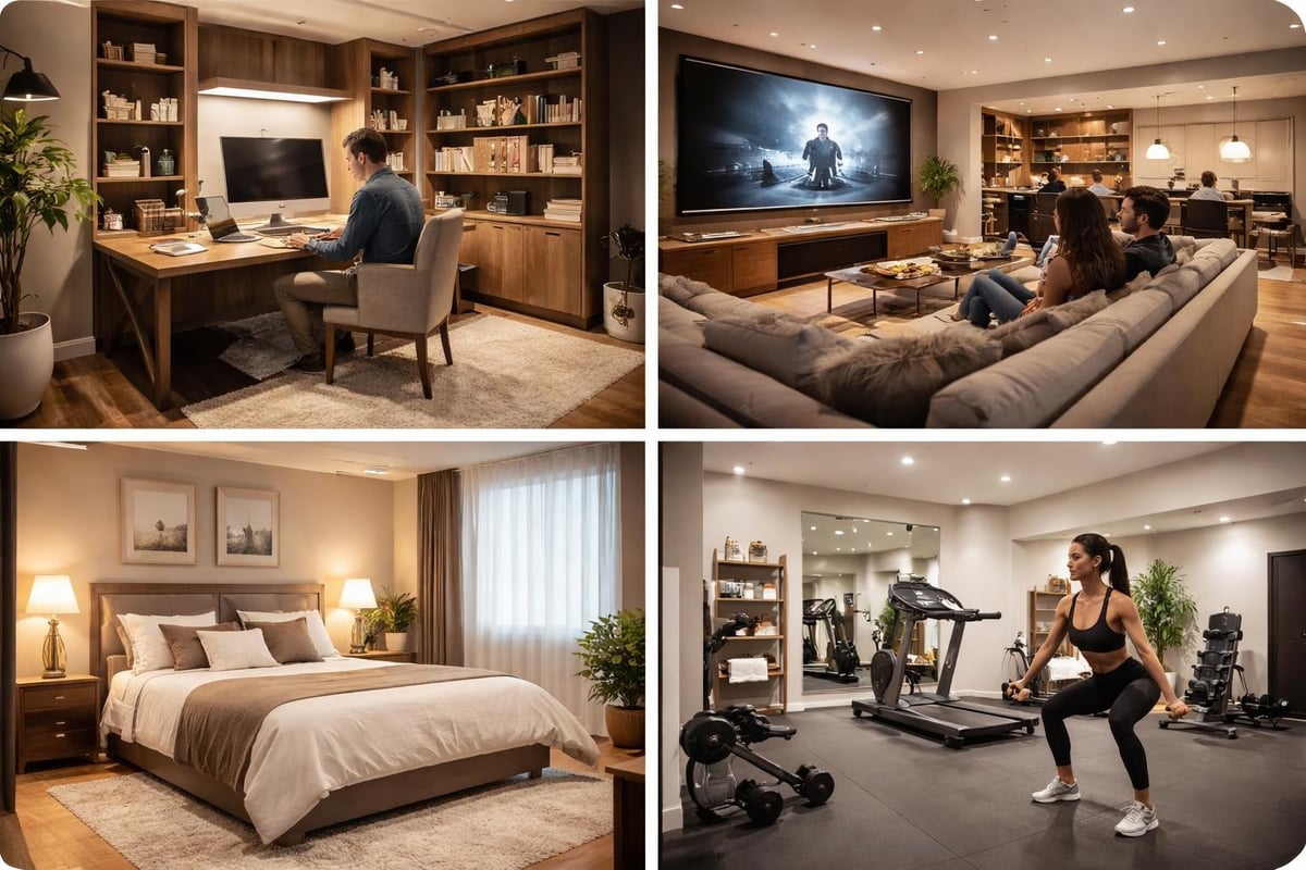 Common basement remodel room types