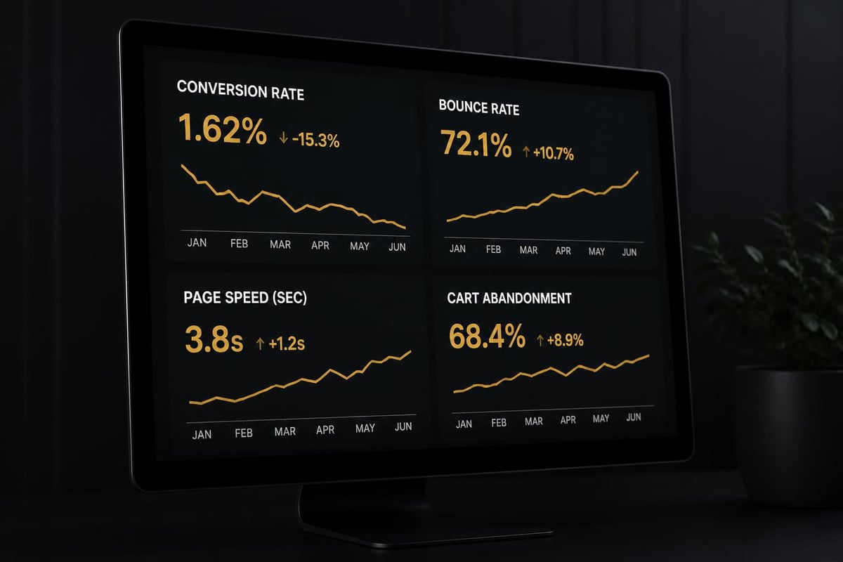 Key performance metrics indicating website redesign need