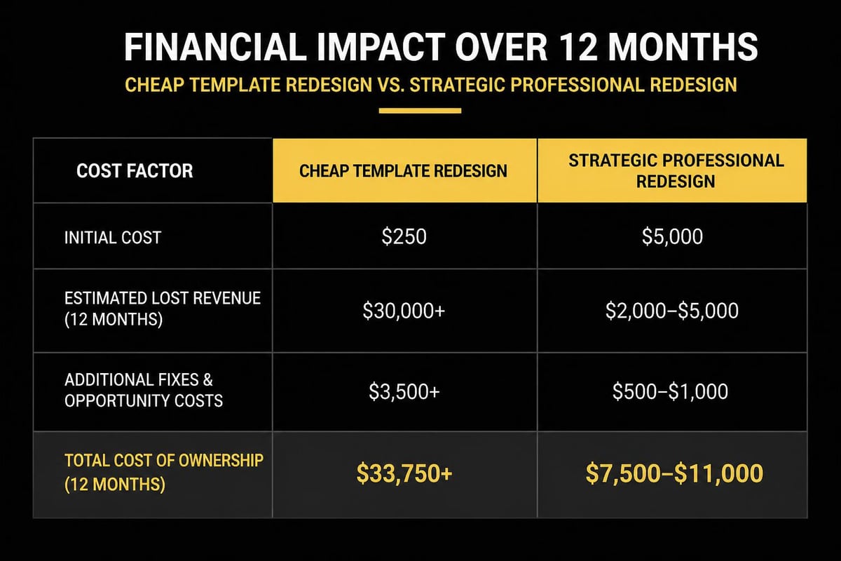 Long-term cost comparison of website redesign approaches
