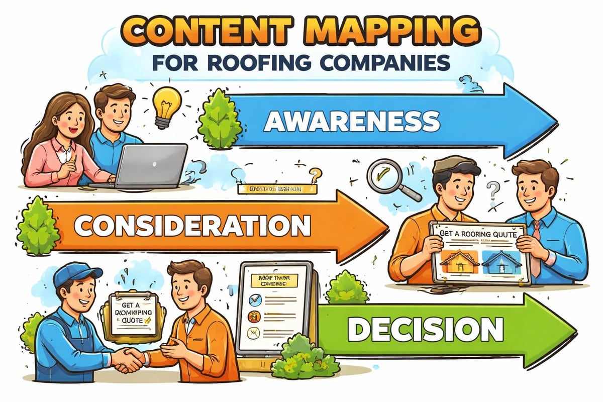 Roofing content funnel stages