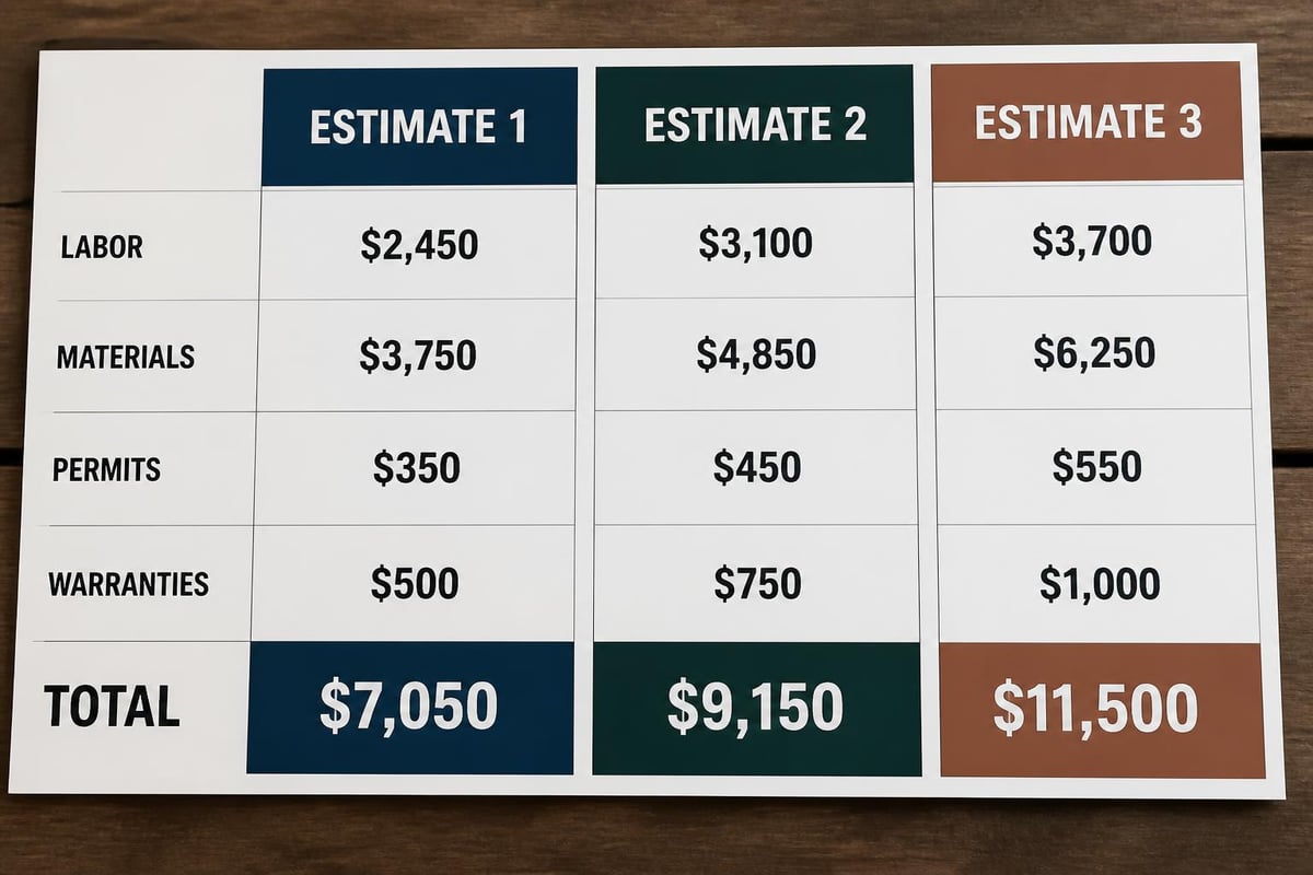 Repair estimate comparison