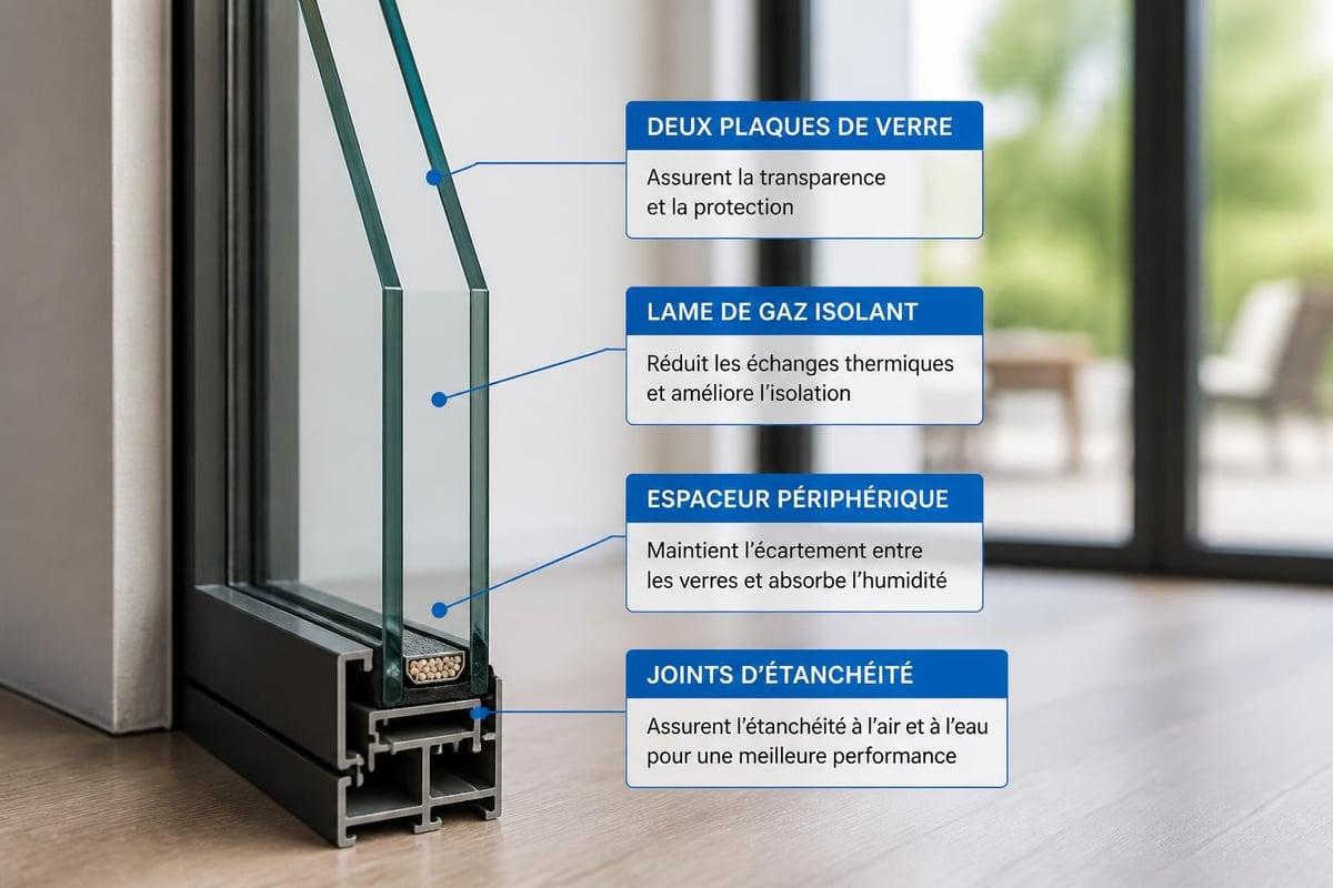 Composition technique du double vitrage