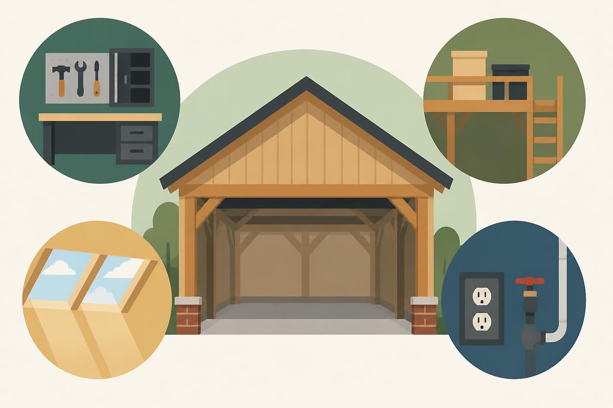 Oak garage multi-purpose features
