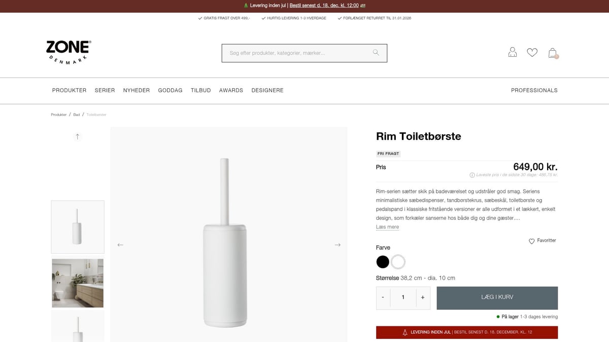 7 Smarte Toiletbørste Valg Til Dit Badeværelse 2026 - Zone Denmark Rim Toiletbørste – Magnetisk og Elegant