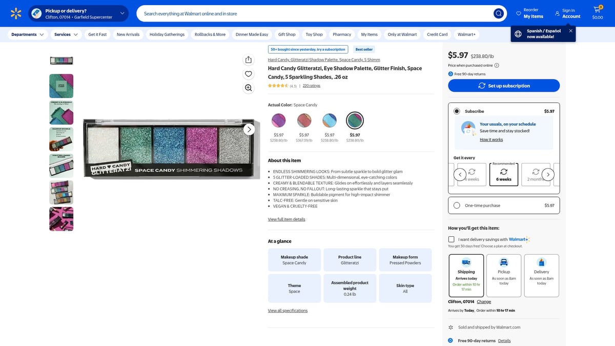 7 Best Korean Eye Glitter Picks to Sparkle in 2026 - Hard Candy Glitteratzi Eye Shadow Palette - Space Candy