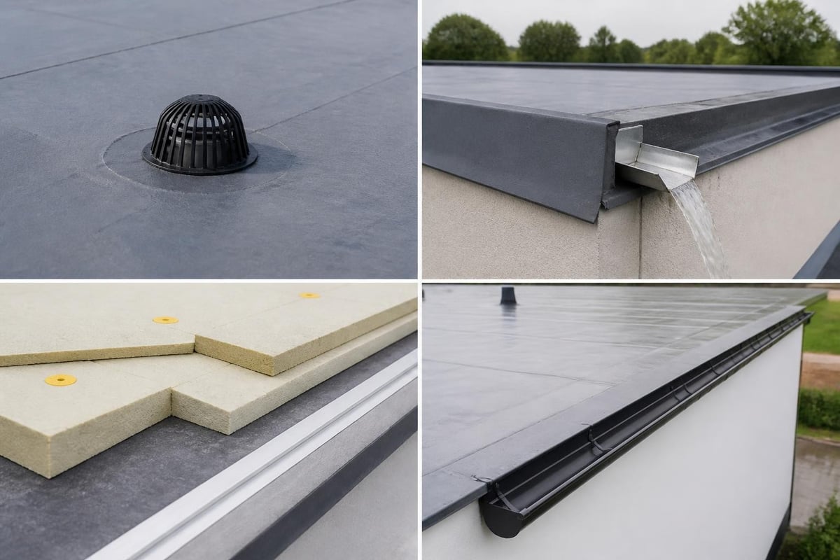 Flat roof drainage systems