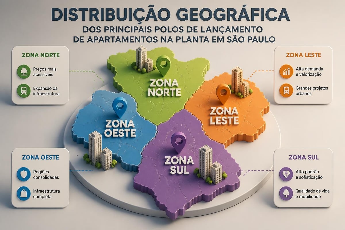 Mapa de regiões com lançamentos